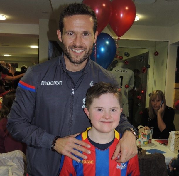 Ruairi with Yohan Cabaye at the Crystal Palace Disabled Supporters Christmas Party